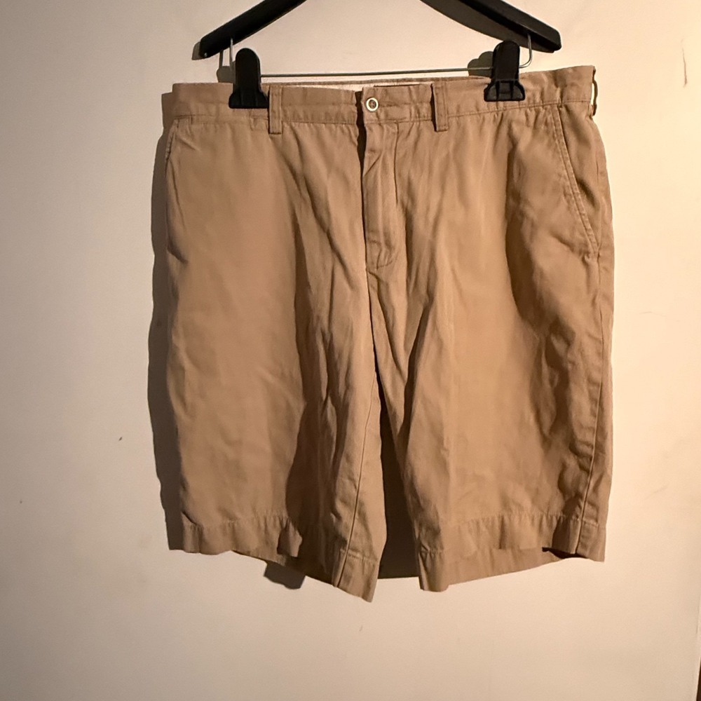 Polo Ralph Lauren Size 34 Khaki Flat Front Chino Shorts Classic Preppy Golf LOGO